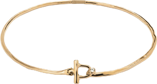 Rigid Necklace 18k Gold Plated with White Topaz