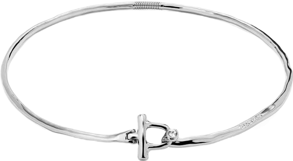 Rigid Necklace Plated in Sterling Silver with White Topaz