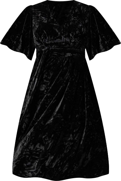 Plus Size 1940s Velvet Flutter Sleeve Swing Dress