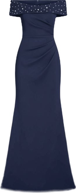 Women's Off-The-Shoulder Faux-Pearl-Embellished Evening Gown