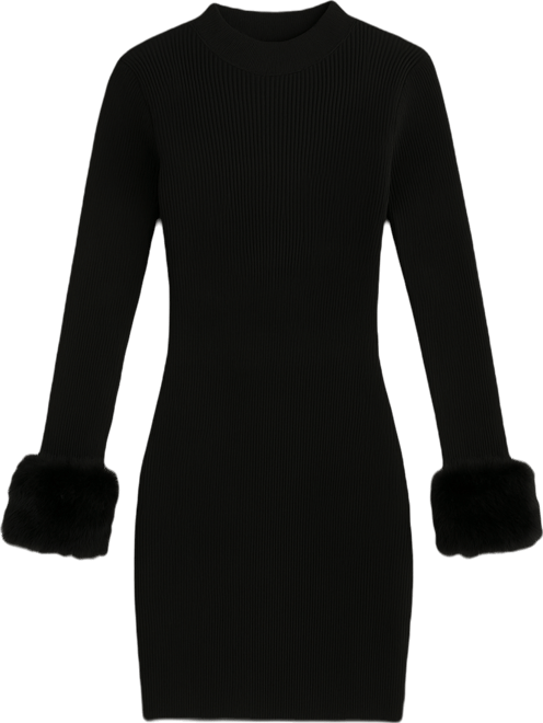 Juniors' Long Sleeve Mock Neck Slim Sweater Dress