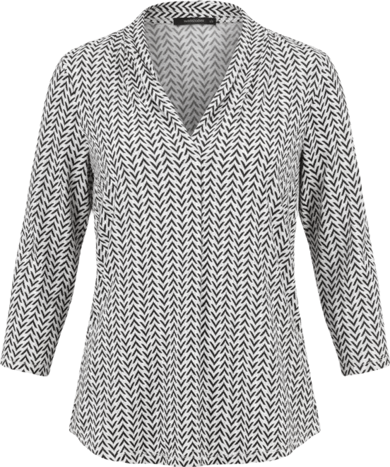 Women's Printed 3/4 Sleeve V-Neck Knit Top, Macy's Exclusive