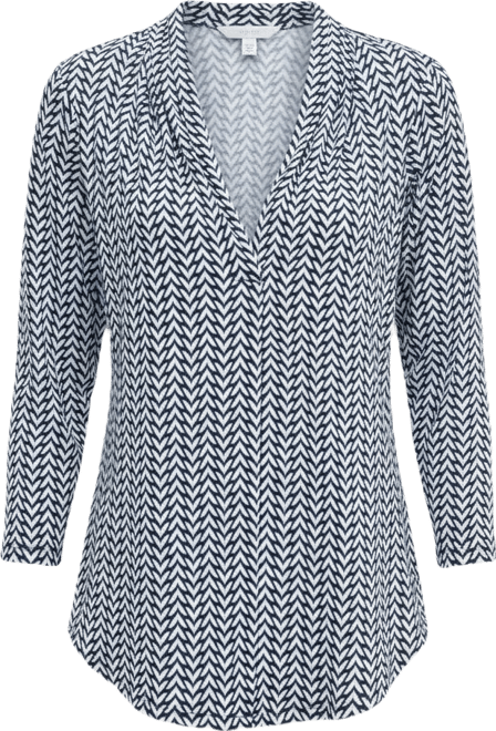 Women's Printed 3/4 Sleeve V-Neck Knit Top, Macy's Exclusive