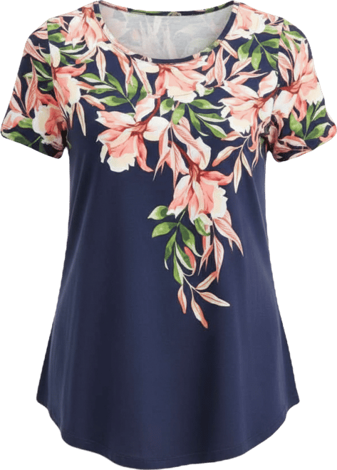 Petite Christa Cascade Floral Print Top, Macy's Exclusive