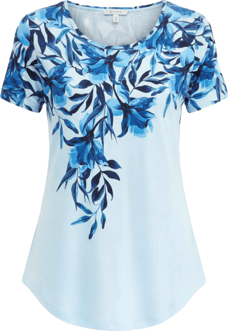 Women's Printed Scoop-Neck Short Sleeve Top, Macy's Exclusive
