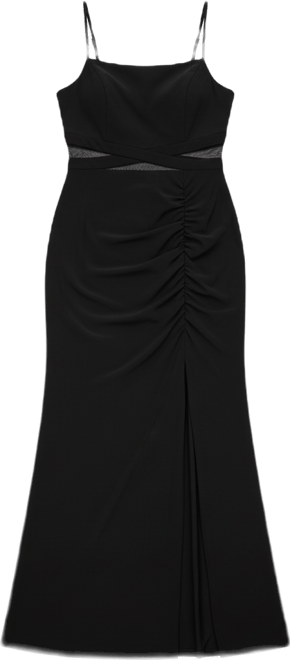 Trendy Plus Size Illusion-Midriff Square-Neck Gown