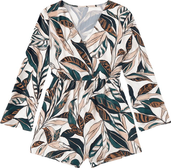 Women's Safari Chic Wrap Long-Sleeve Romper, Macy's Exclusive