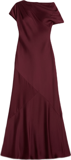 Women's Satin Charmeuse Off-the-Shoulder Gown