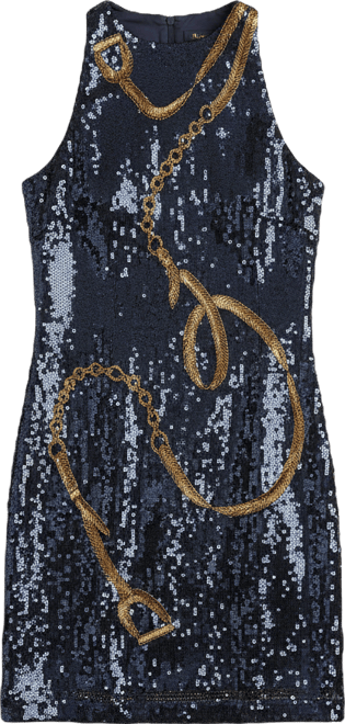 Women's Belting-Motif Sequined Cocktail Dress