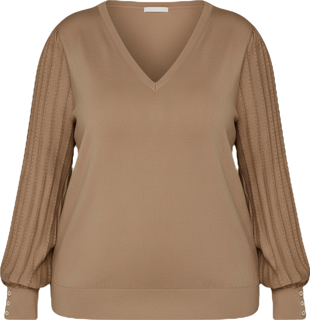 Plus Size V-Neck Long-Sleeve Sweater