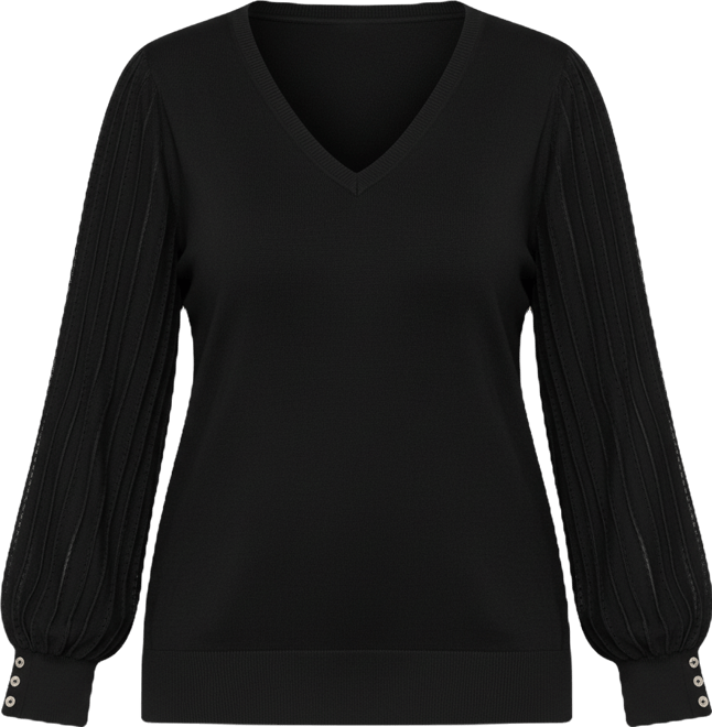 Plus Size V-Neck Long-Sleeve Sweater