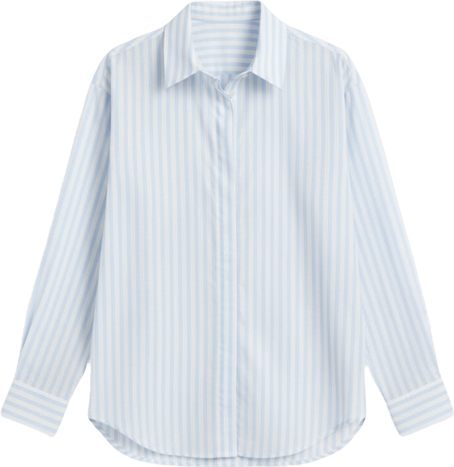Women's Striped Drop-Shoulder Button Up Shirt