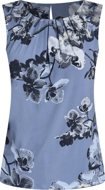 Women's Printed Sleeveless Pleated Top