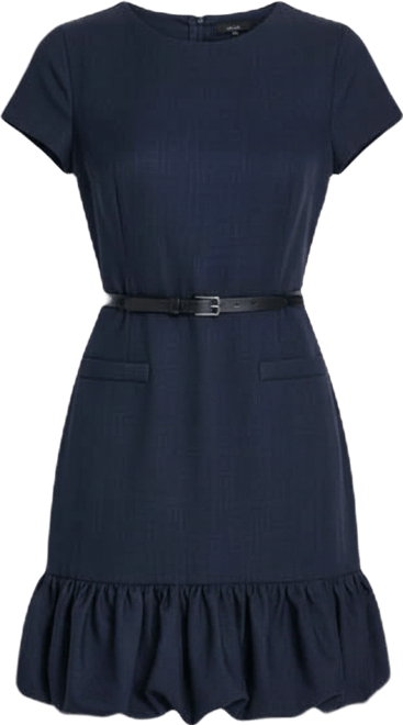 Women's Bubble Hem Belted Crewneck Dress