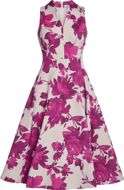 Women's V-Neck Printed Midi Dress