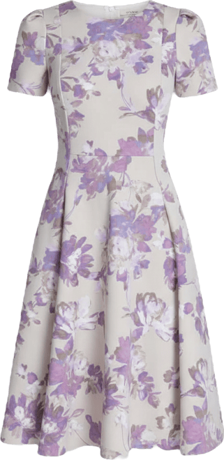 Women's Short-Sleeve Scuba Midi Dress