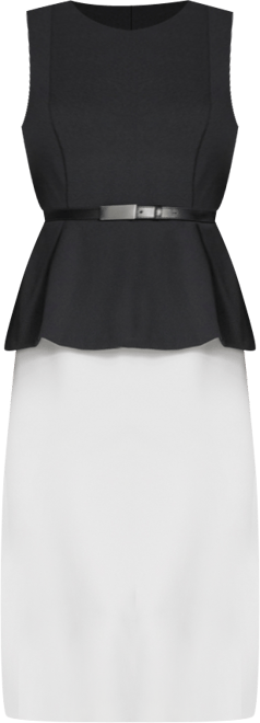 Women's Crewneck Color-Block Midi Dress