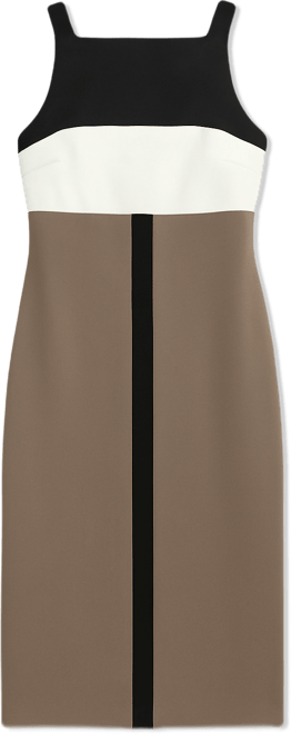 Women's Sleeveless Square Neck Colorblock Sheath Dress