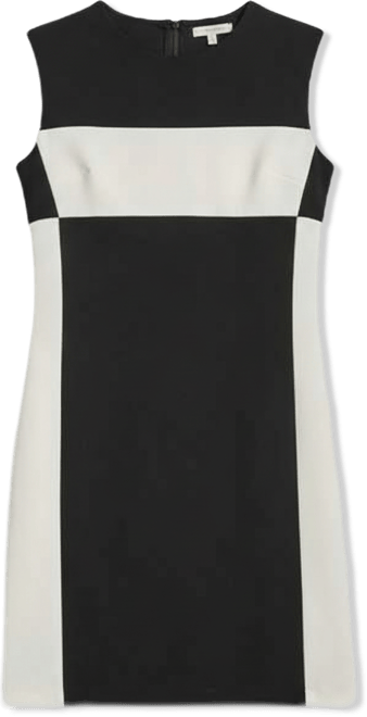 Women's Sleeveless Jewel Neck Colorblock Shift Dress