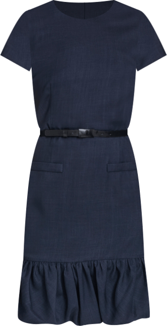 Petite Bubble Hem Belted Short-Sleeve Dress