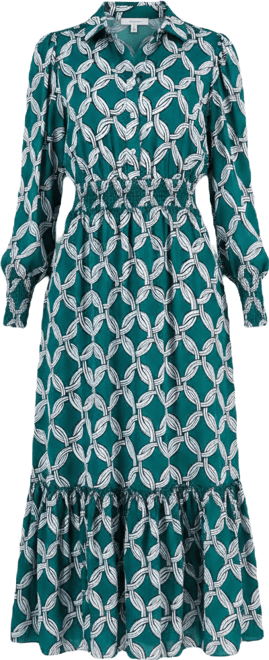 Women's Printed Peplum-Hem Midi Dress