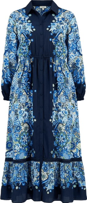 Women's Printed Button-Front Maxi Dress