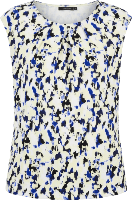 Women's Printed Pleat-Neck Extended-Sleeve Top, Regular & Petite