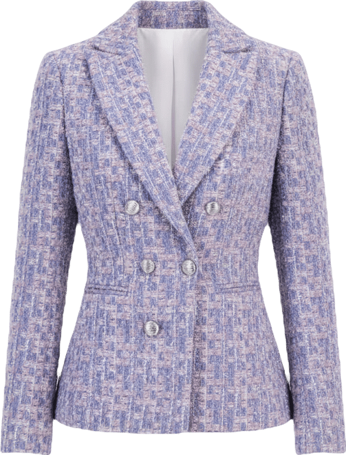 Women's Metallic Boucle Peak Lapel Blazer