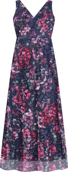 Women's Sleeveless V-Neck Illusion Gown