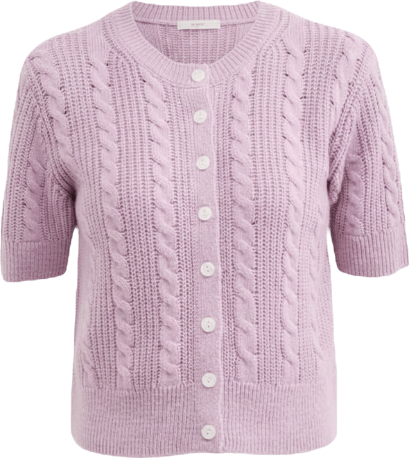 Women's Short-Sleeve Cable-Knit Cardigan