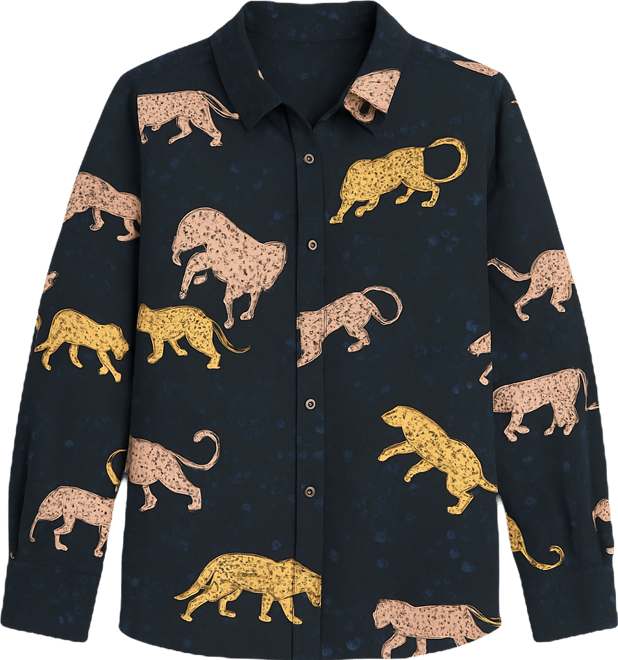 Petite Long-Sleeve Printed Woven Top