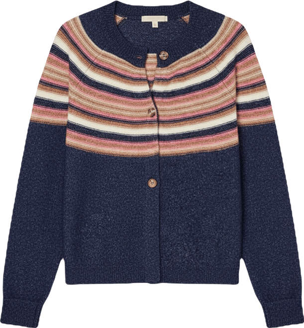 Petite Stripe Jacquard Long-Sleeve Cardigan Sweater