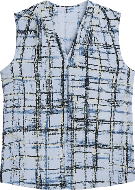 Plus Size Printed Sleeveless V-Neck Top