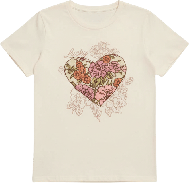 Women's Heart Floral Classic Crewneck T-Shirt