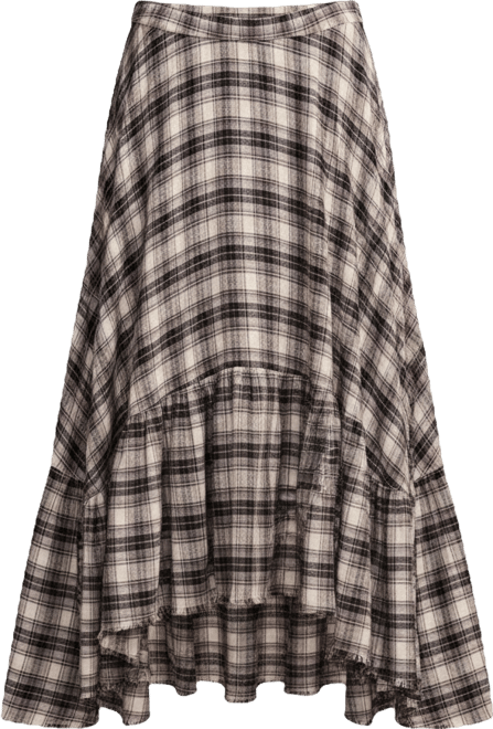 Women's Tiered Plaid Maxi Skirt