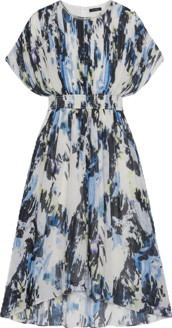 Women's Abstract Print Crewneck Cape Maxi Dress