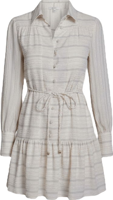 Women's Striped Button-Down Mini Shirt Dress
