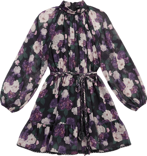 Women's Long-Sleeve Turtle Neck A-Line Mini Dress