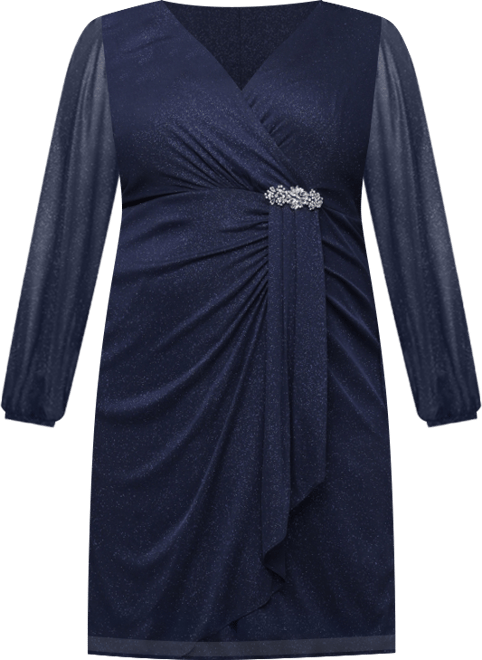 Plus Size Long-Sleeve Midi Dress