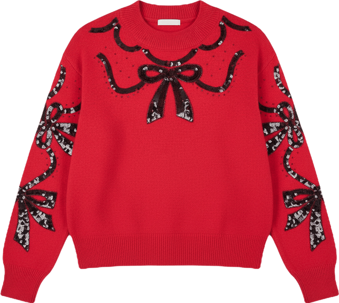 Women's Sequinned Bow Neckline Sweater
