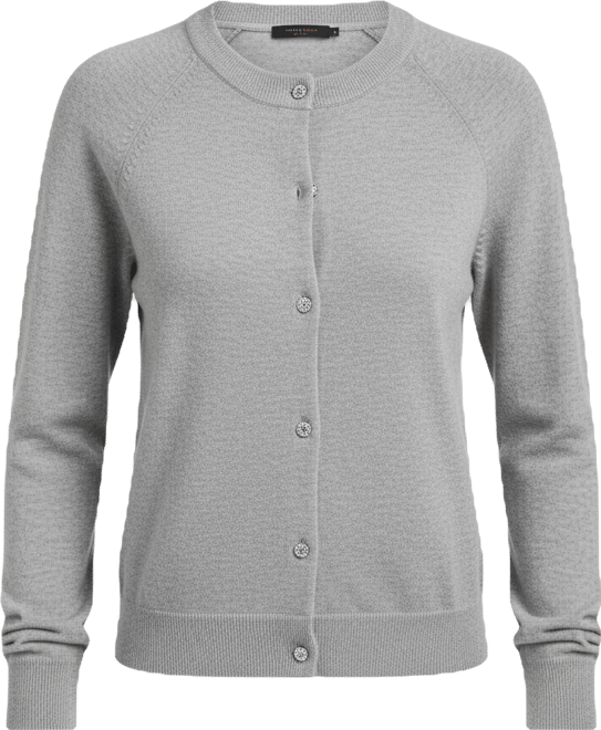 Women's Rhinestone Button-Front Crewneck Cardigan