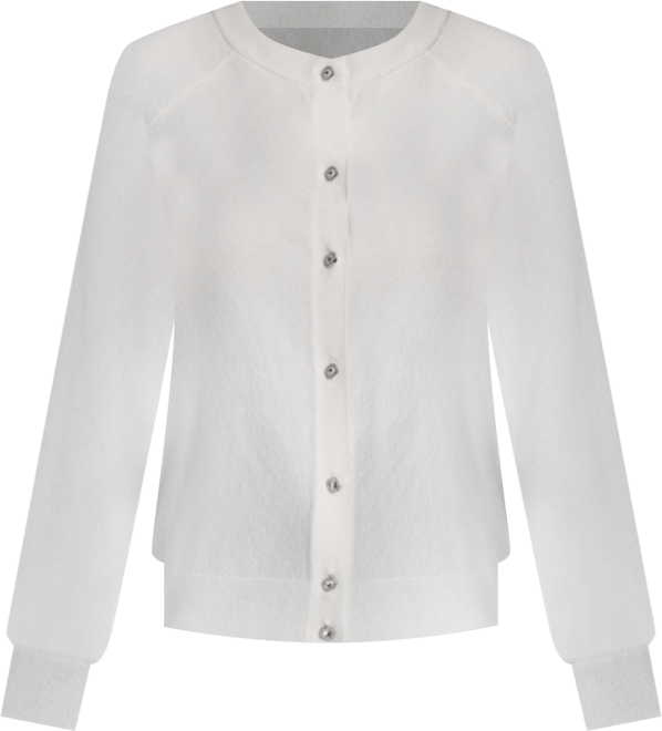 Women's Rhinestone Button-Front Crewneck Cardigan