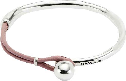 Sculptural Silver Mauve Leather Half-Cuff