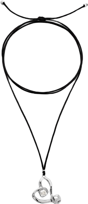 Modern Silver Necklace with Heart Faceted Crystal