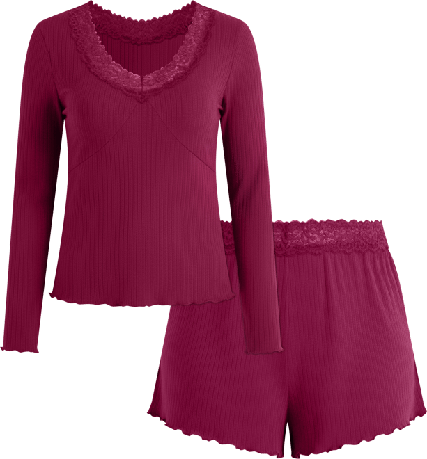Women's Brooks Pajama Long Sleeve Top & Shorts Set