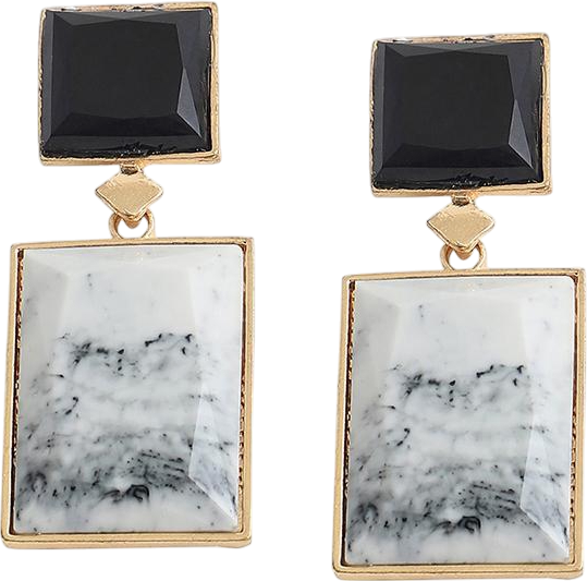 Women's Black Stone Drop Earrings