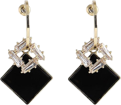 Women's Gold Rhombus Drop Earrings