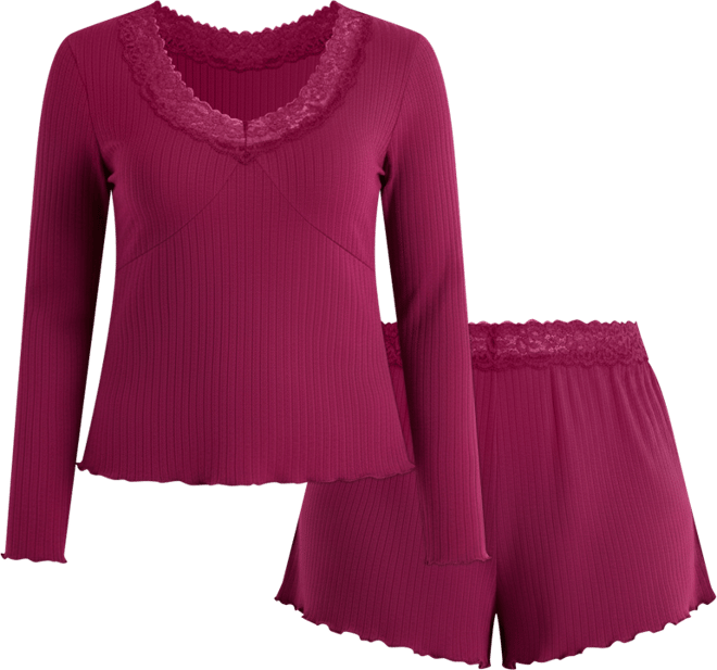 Plus Size Brooks Pajama Long Sleeve Top & Shorts Set