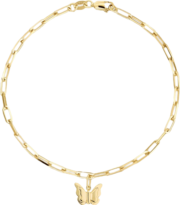 Butterfly Charm with Paperclip Chain Bracelet in , , approx. 3.0 grams.