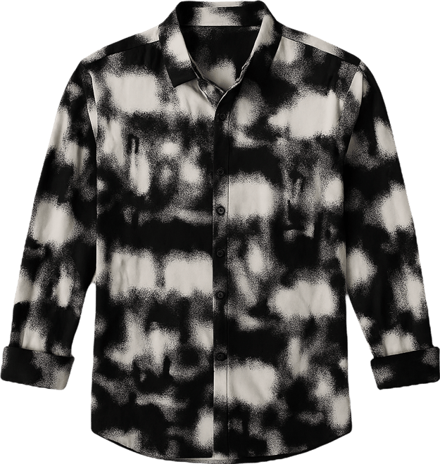 Men's Onyx Black Textured Brushwork Shirt
